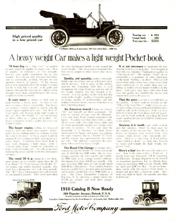 1910 Ford Auto Advertising
